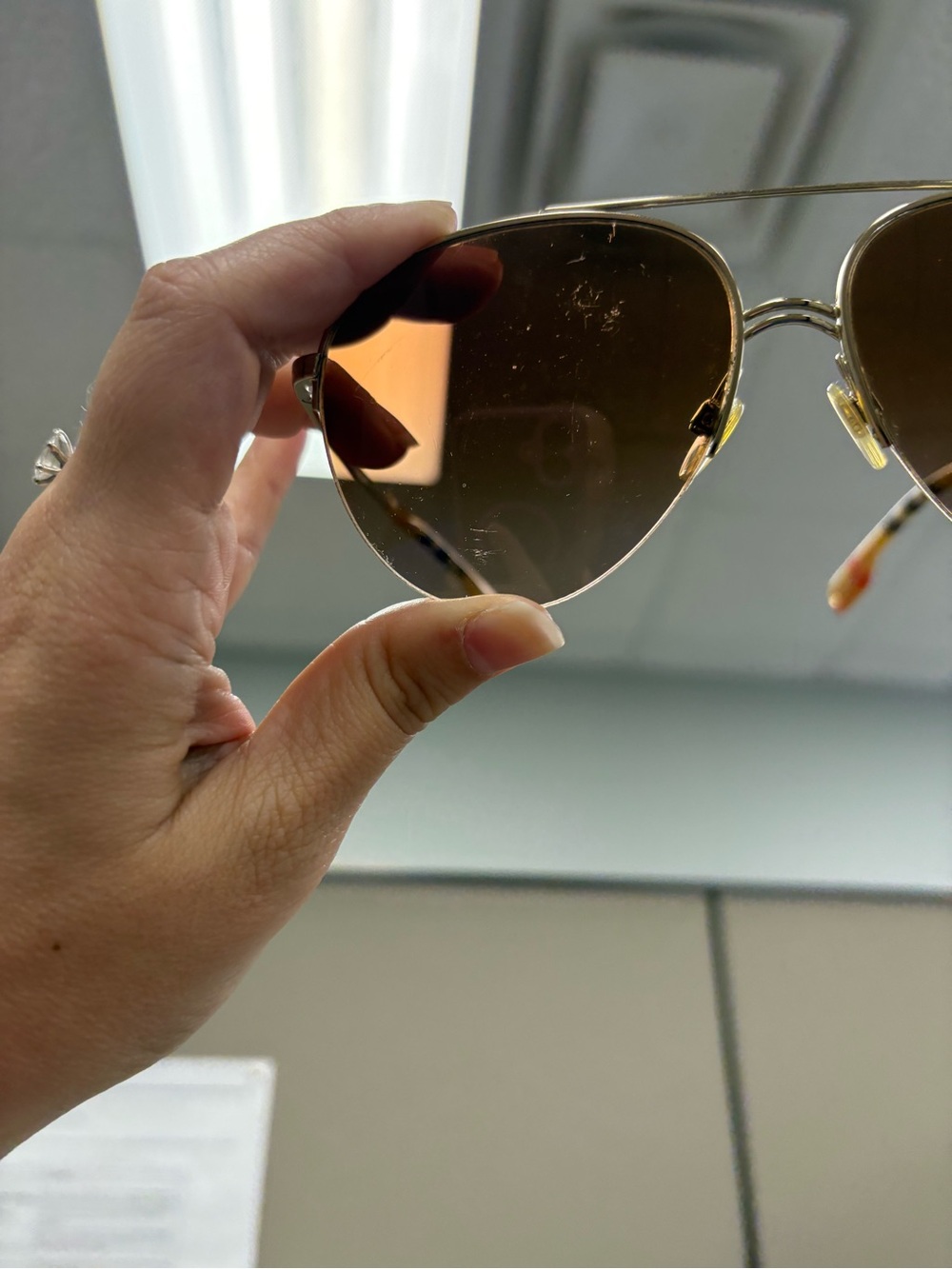 Burberry BE3113 Classic Aviator Sunglasses - Brown Lenses, Gold Frame - Picture 8 of 12